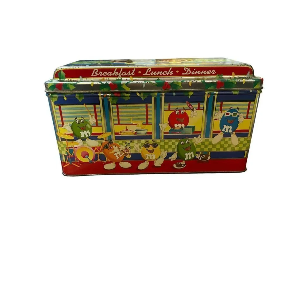 Vintage M&M’s Candy Collectible ‘dinner’ Tin 1996 Christmas Village seri…‎